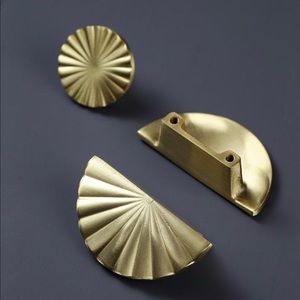 Semicircle / sunflower / rising sun Art Deco drawer pulls - brushed brass